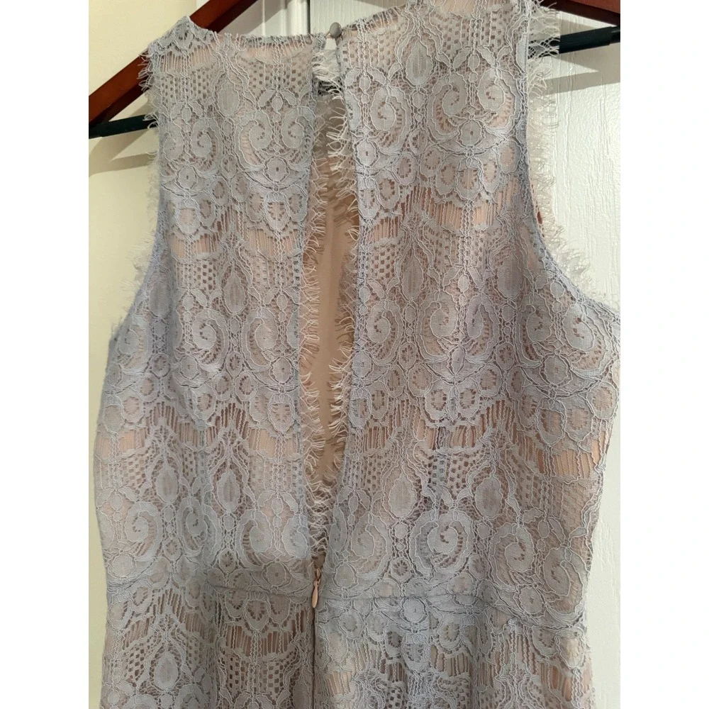 LC Lauren Conrad Runway Lace Jumpsuit Periwinkle Blue Open Back Wedding Guest 8‎